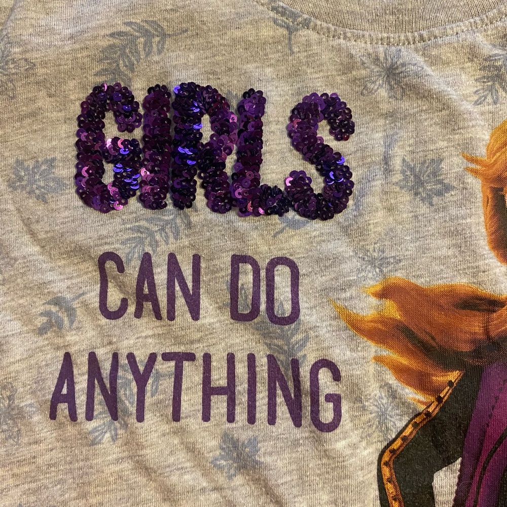 Disney Frozen Anna Tshirt GIRLS CAN DO ANYTHING - Picture 3 of 4